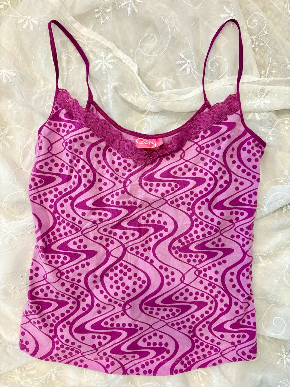 Y2K La Senza Candy 2000’s Lace Purple Patterned Tank Top